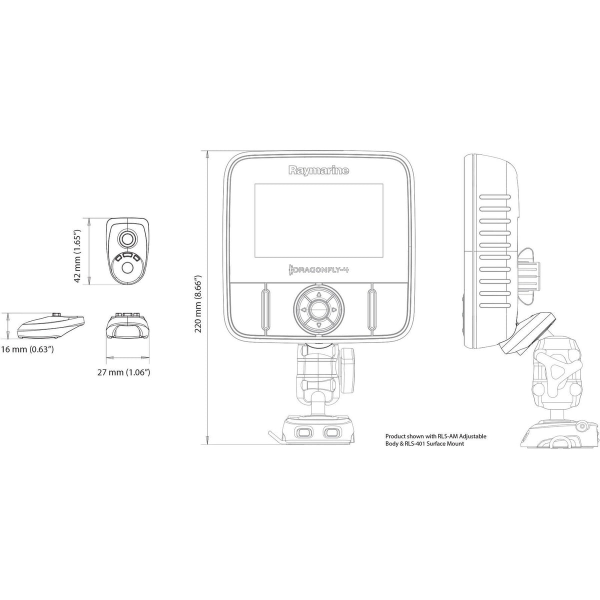 ROKK Raymarine Dragonfly 4/5/7 Plate