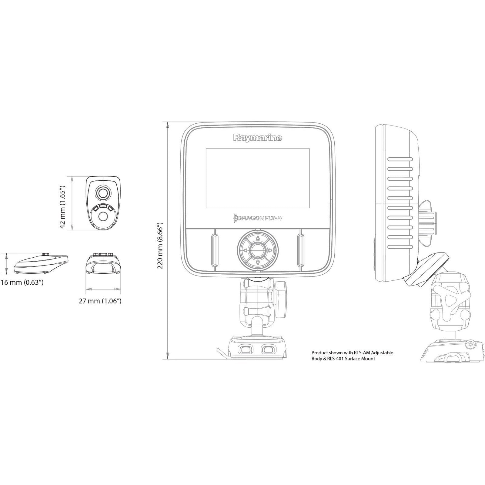 ROKK Raymarine Dragonfly 4/5/7 Plate